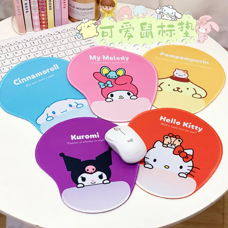 Kawaii Sanrio Kulomi Cartoon Mouse Pad Cute Computer Keyboard Rubber Pad Office Play Game Wrist Pad Anti-Slip Pad