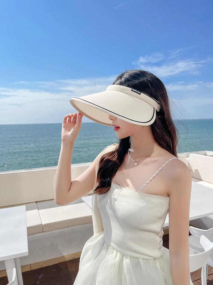 

2022 Black glue sunscreen cap Straw hat brim Empty top cap Women's hat beach hat visor cap bow hats for women beach hats women