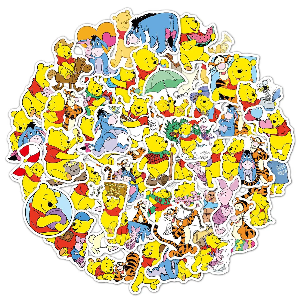 10/30/50PCS Disney Cute Cartoon Winnie The Pooh Stickers Pooh Bear Piglet Tigger Decal Laptop Luggage Car Sticker for Girl Kid