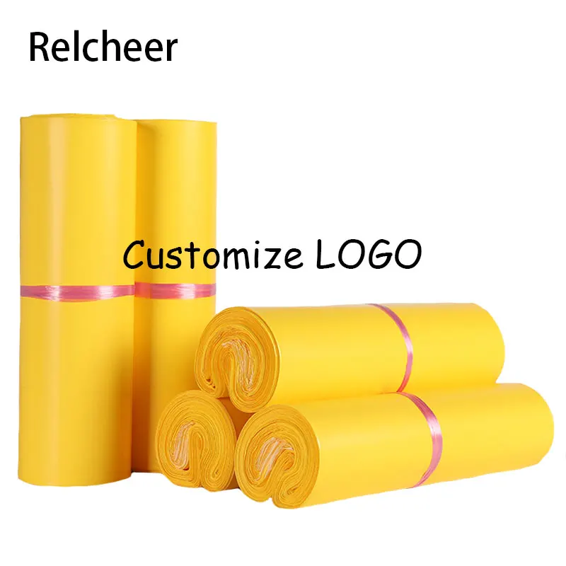 

Relcheer 50Pcs Matte Clothing Logistics Courier Bag Poly Yellow Waterproof Ecommerce Mailing Postal Pouch Express Packaging Bags