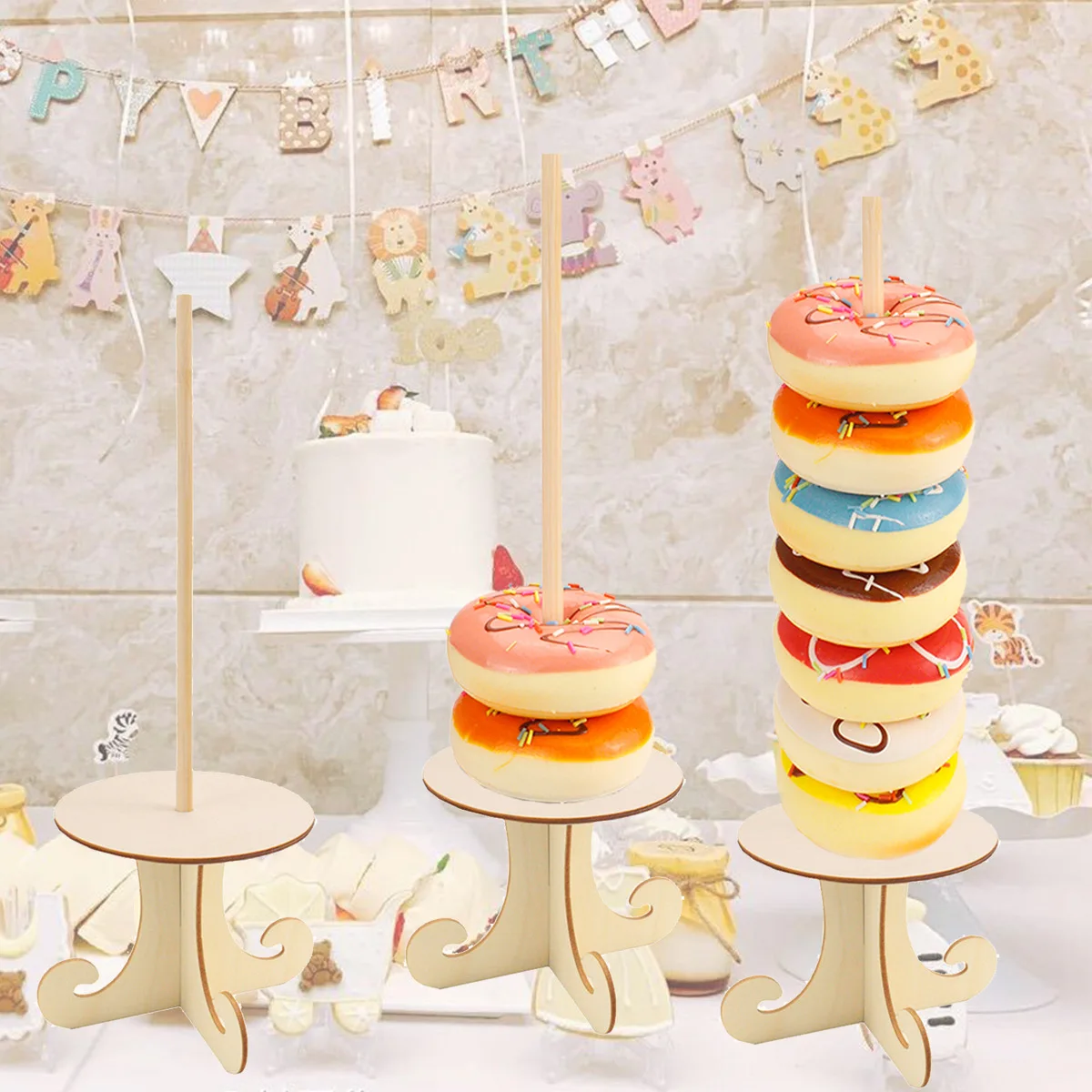 Деревянная настенная подставка для пончиков держатель детский стол дня рождения