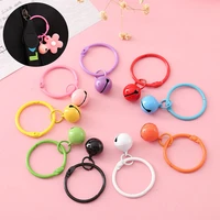 5pcs colorful with bell metal buckles key ring hole pendant diy spray paint keychain jewelry making accessories
