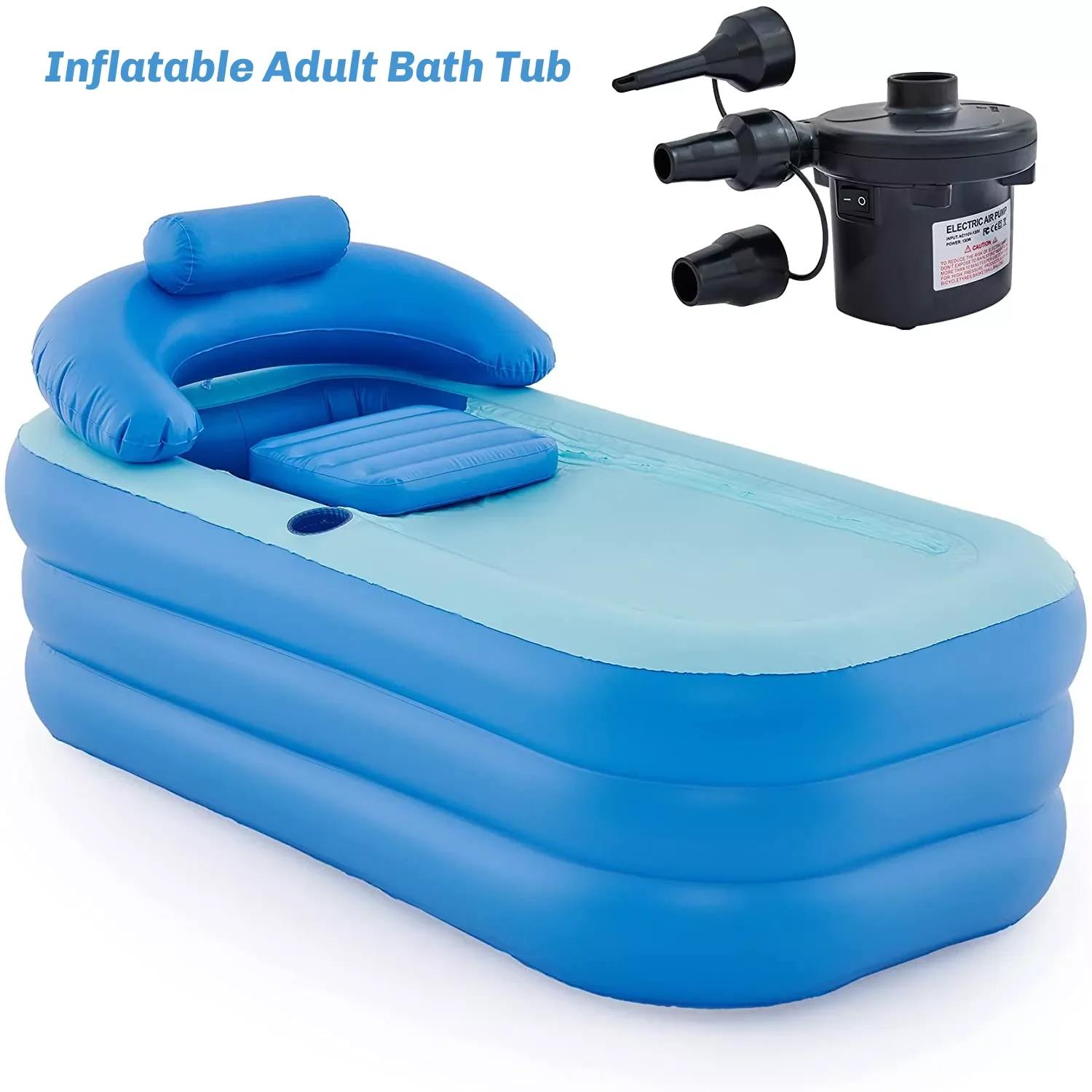 

Inflatable Adult Bath Tub, Free-Standing Blow Up Bathtub with Foldable Portable Feature for Adult Spa with Electric Air Pump PVC