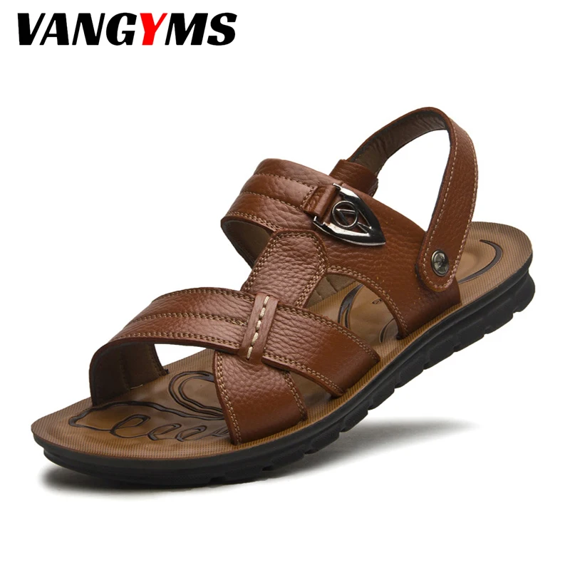 

Men's Leather Slippers Sandals Summer Beach Shoes Comfortable Breathable Casual Shoes Sandals Slippers Chaussures Casual En Cuir