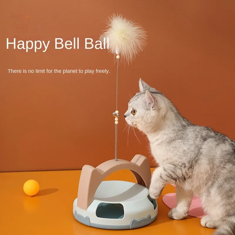 

Bell Teasing Cat Stick Feather Cat Toy Self-Healing Relieve Boredom Cat Turntable Ball Interactive Teasing Pet Supplies