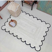 rug natural jute and fibres off white braided scalloped 100 jute handmade carpet modern living area rug