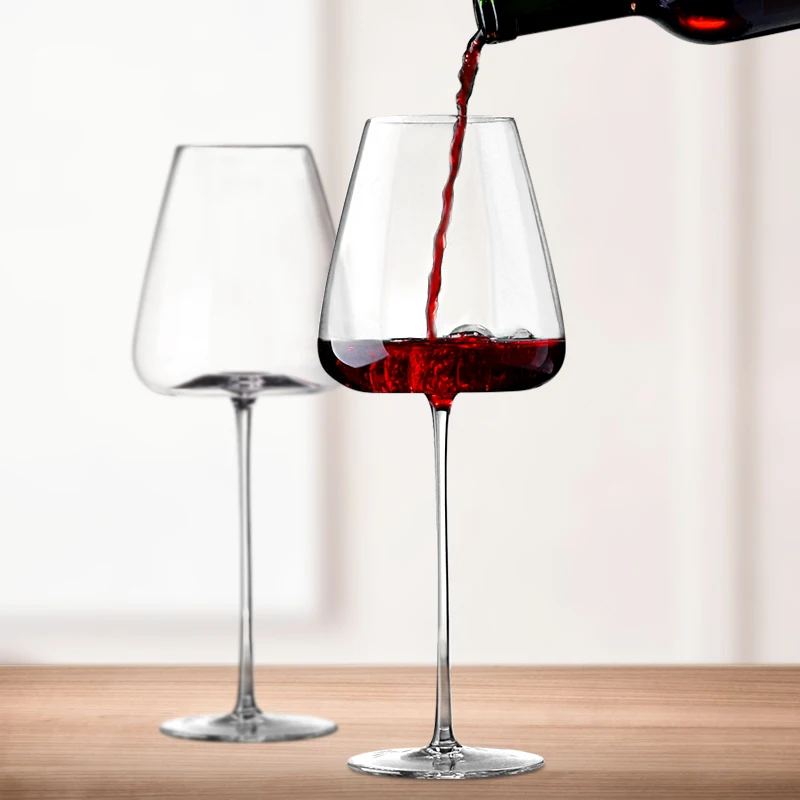 

European Style New Cup Bottom Raised Red Wine Glass Set Home Large Glass Crystal Glass Wine Goblet Wine Set