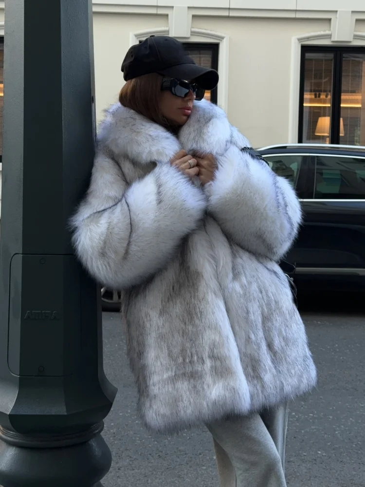 2024 зимнее шикарное теплое пальто из искусственного меха для женщин элегантное