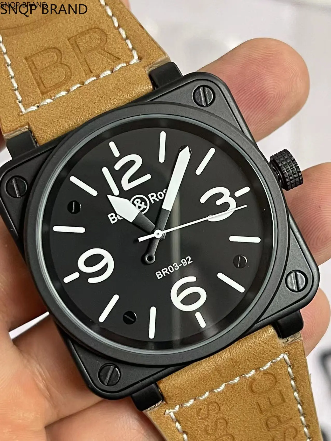 

mens watch automatic mechanical bell brown leather black rubber ross