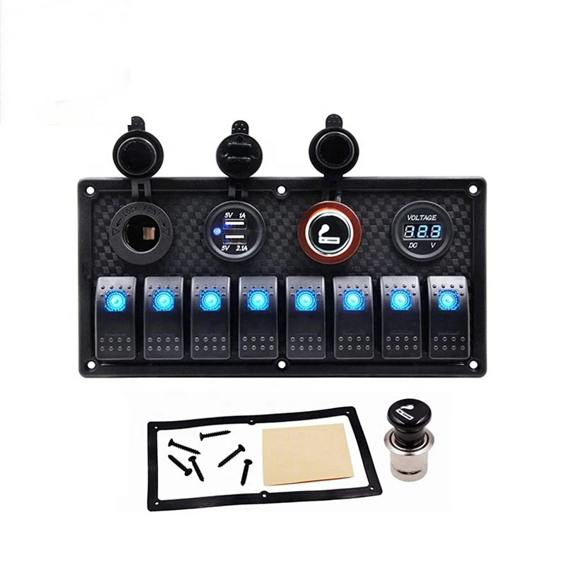 

12 В 8 кнопочный ВКЛ./ВЫКЛ. Клавишный переключатель панель для RV автомобиля грузовика лодки водонепроницаемый, цифровой вольтметр дисплей