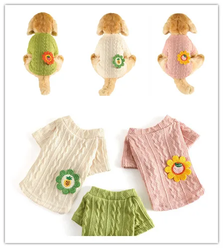 

Solid Classic Dog Sweater Winter Warm Clothes For Small Dogs Chihuahua Costume Knit Coat Crochet Fabric Pullover Chihuahua Vest