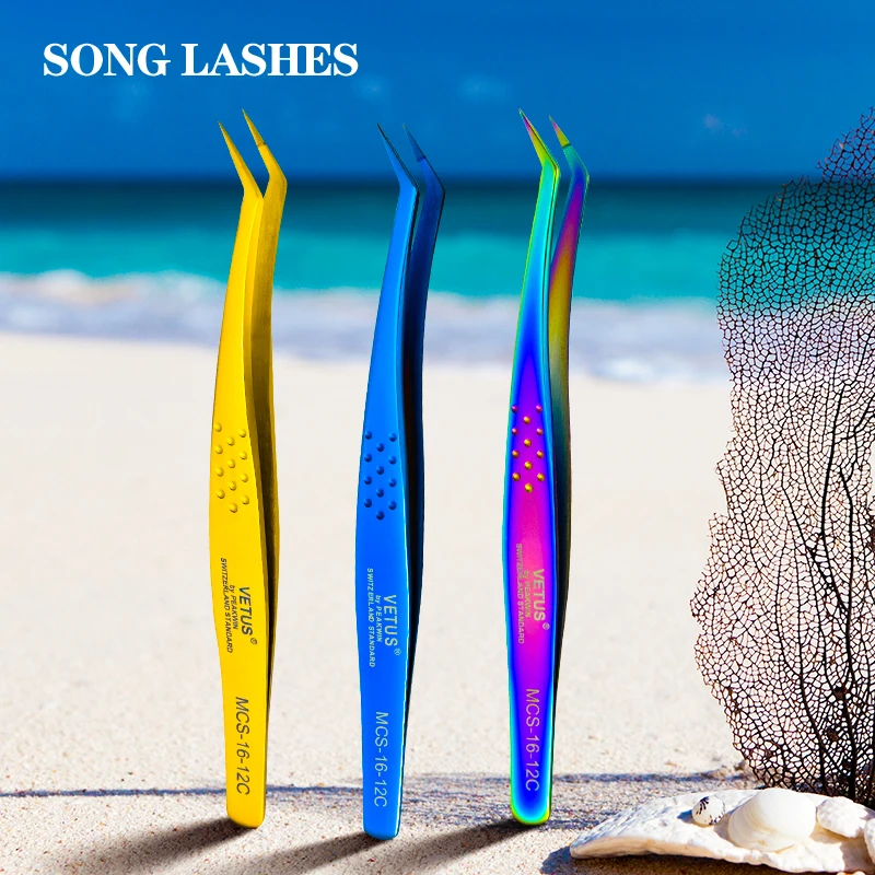 

100% Vetus Original MCS New Style Premium Eyelashes Tweezers Ultra Fine Tip Improve for Eyelash Extensions