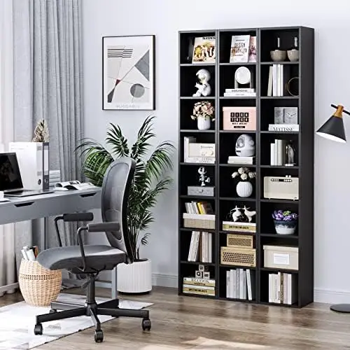 Media Tower , 11.6 X 9.3 X 70.9 Inches CD DVD Slim Storage Cabinet with Adjustable Shelves, Tall Narrow Bookcase Display Bookshe
