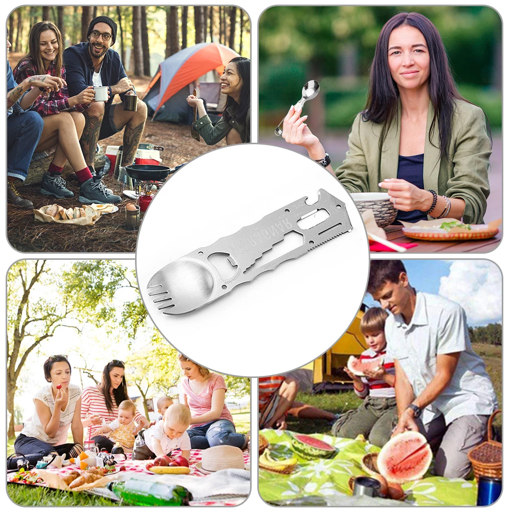 

Camping Equipment Outdoor EDC Portable Cutlery Fork Spoon Bottle Opener Nature Hike Camping Picnic Tool посуда Tableware