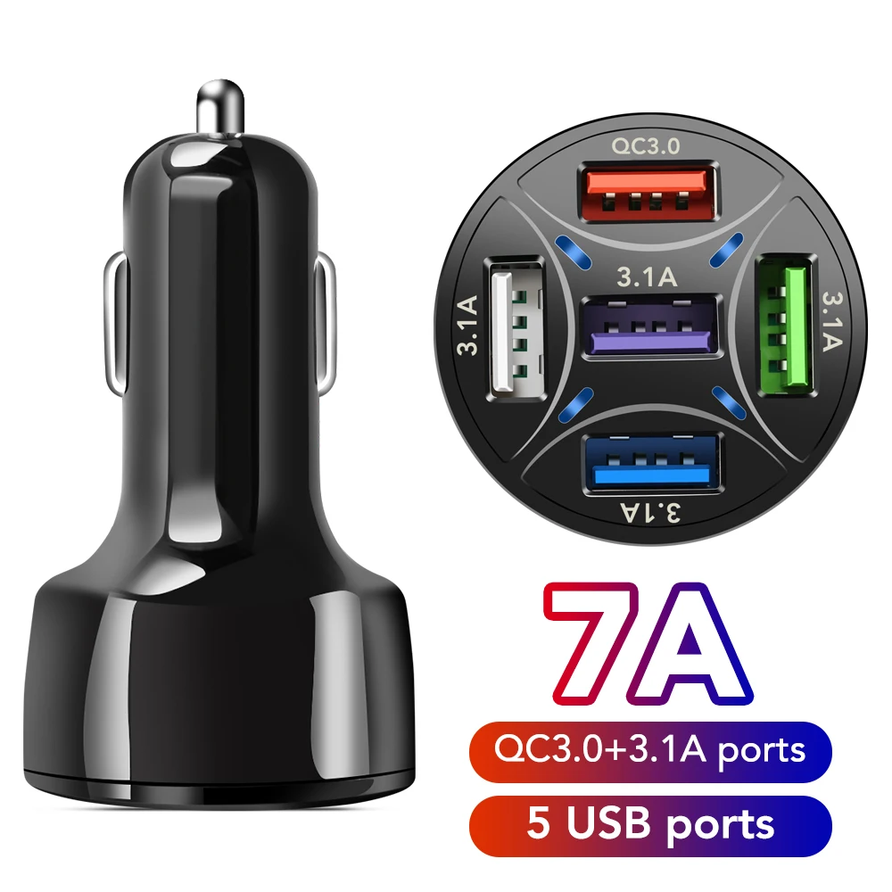 48W Quick Car Charge 5 Ports USB Fast Charging for Chevrolet Cruze Aveo Captiva Trax Lova Malibu Renault CAPTUR Megane Koleos |