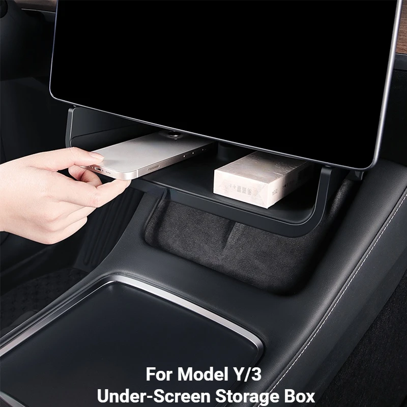 For Tesla Model 3 Model Y ABS Under-Screen Storage Box Storage Box Behind The Screen Storage Box Accessories