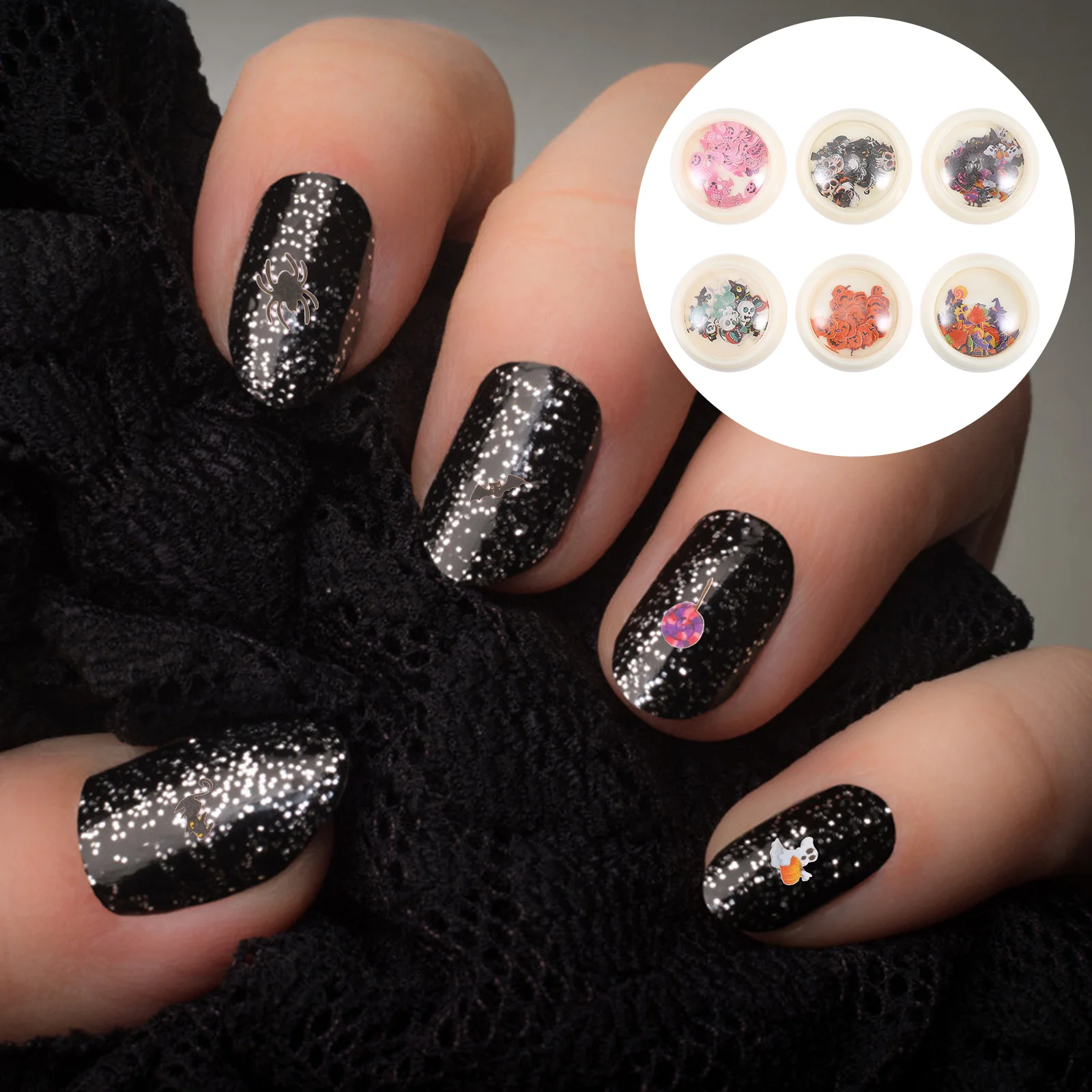

Naildecals Charms Thinsequins Sticker Adhesive Self Craft Diy Case Bat Shape Paillette Cat Black Stickers Witch Headmanicure