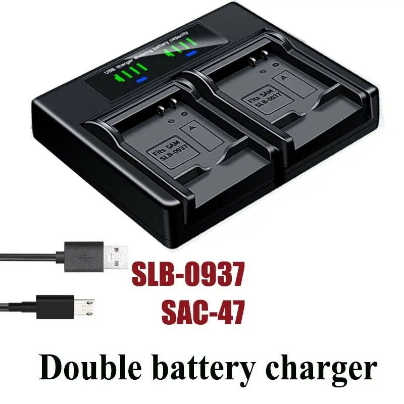 

Dual Battery Charger For SAMSUNG SLB-0937 SAC-47 Digimax L730 L735 L830 CL5