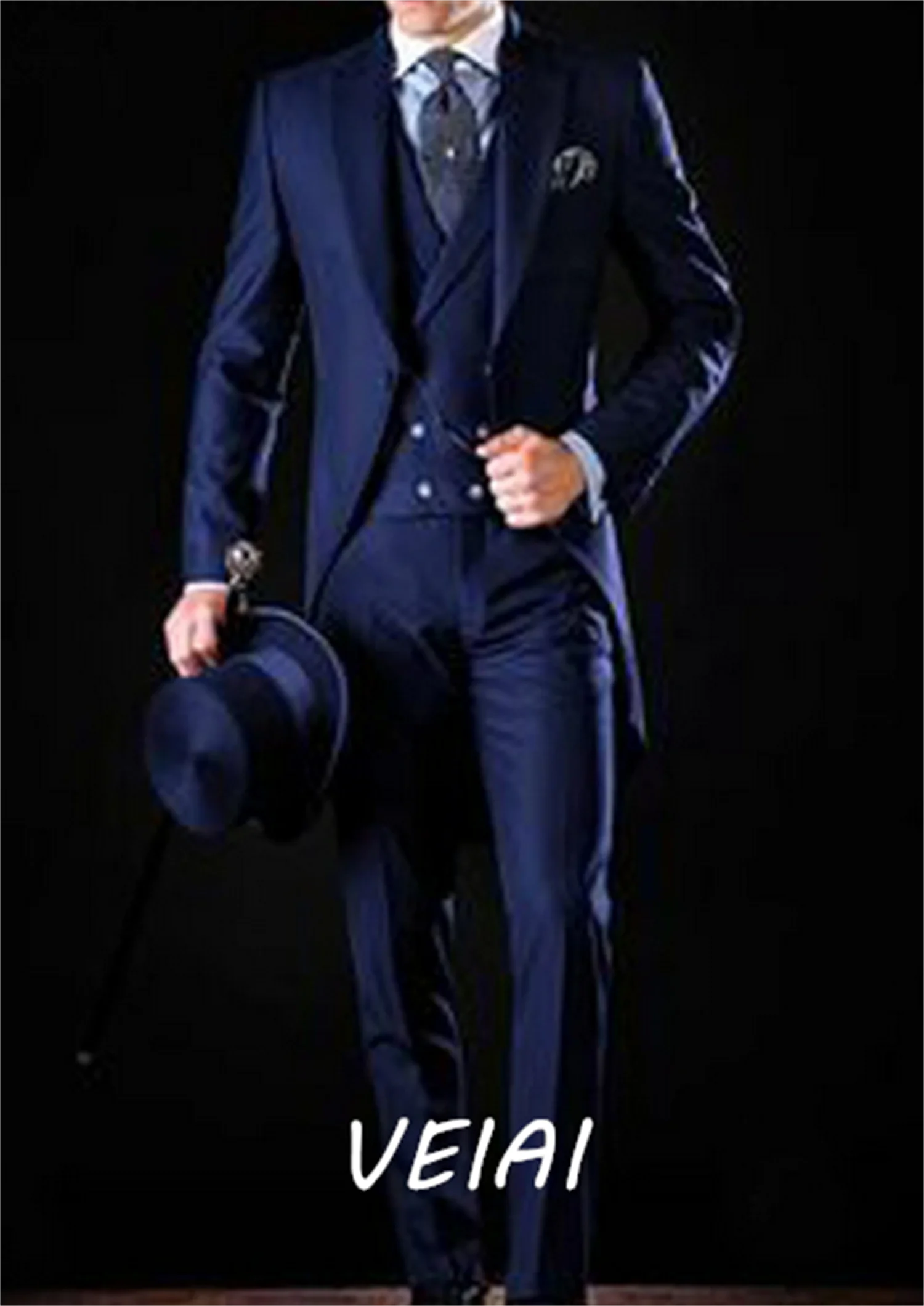 

Italian gentleman style Wedding Man Long tail coat Groom Prom Tuxedos Formal Mens Suits terno masculino (Jacket +Pants +Vest)