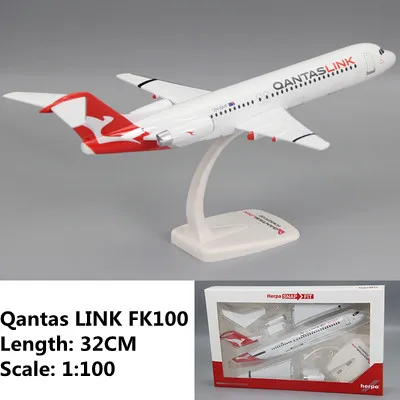 

32CM Scale 1:100 Plastic Australian QANTAS LINK FOK FK100 Airlines Airways Aircraft DIY Assembled Assembly airplane model Plane