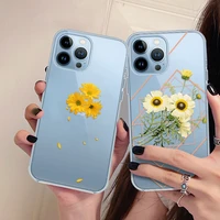 sunflower flower phone case for iphone 11 12 13 pro max mini clear shockproof protection cover for iphone x xs xr 7 8 plus funda