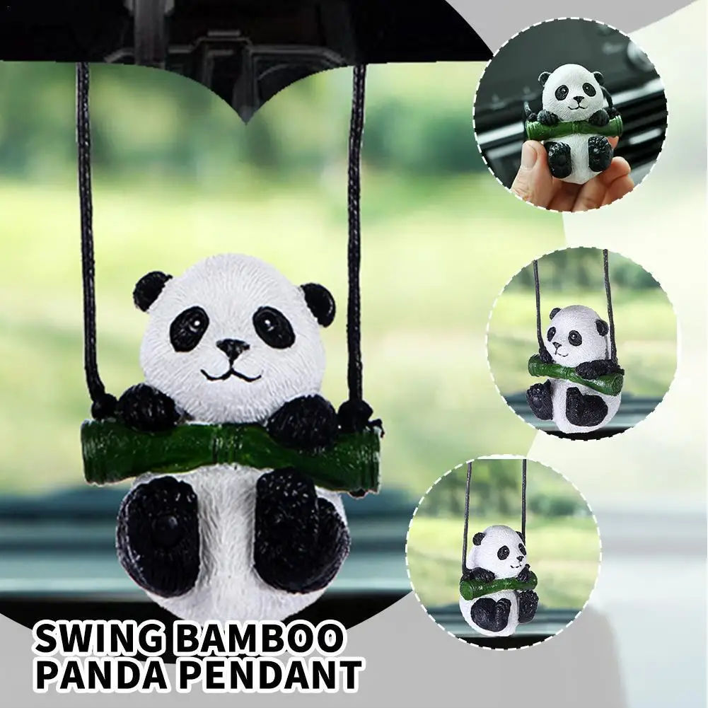 

New Resin Cute Anime Car Accessorie Swing Bamboo Panda Auto Ornaments Gift Rearview Birthday Pendant Mirror Couple Accessor I8G1