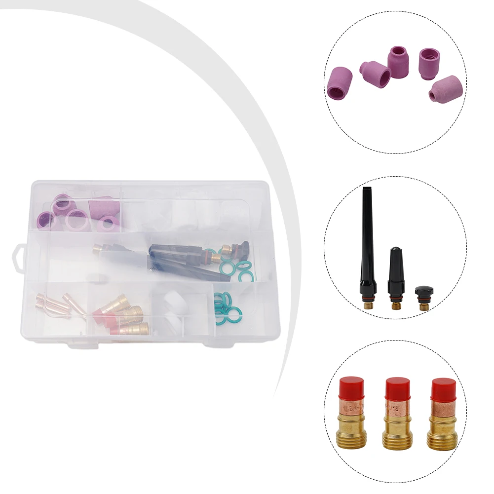 

31pcs Stubby Gas Lens #12 Tumbler Kit For WP-17/18/26 TIG Torches TIG Welding Tools Glass Cup Kit TIG Welding Accessories