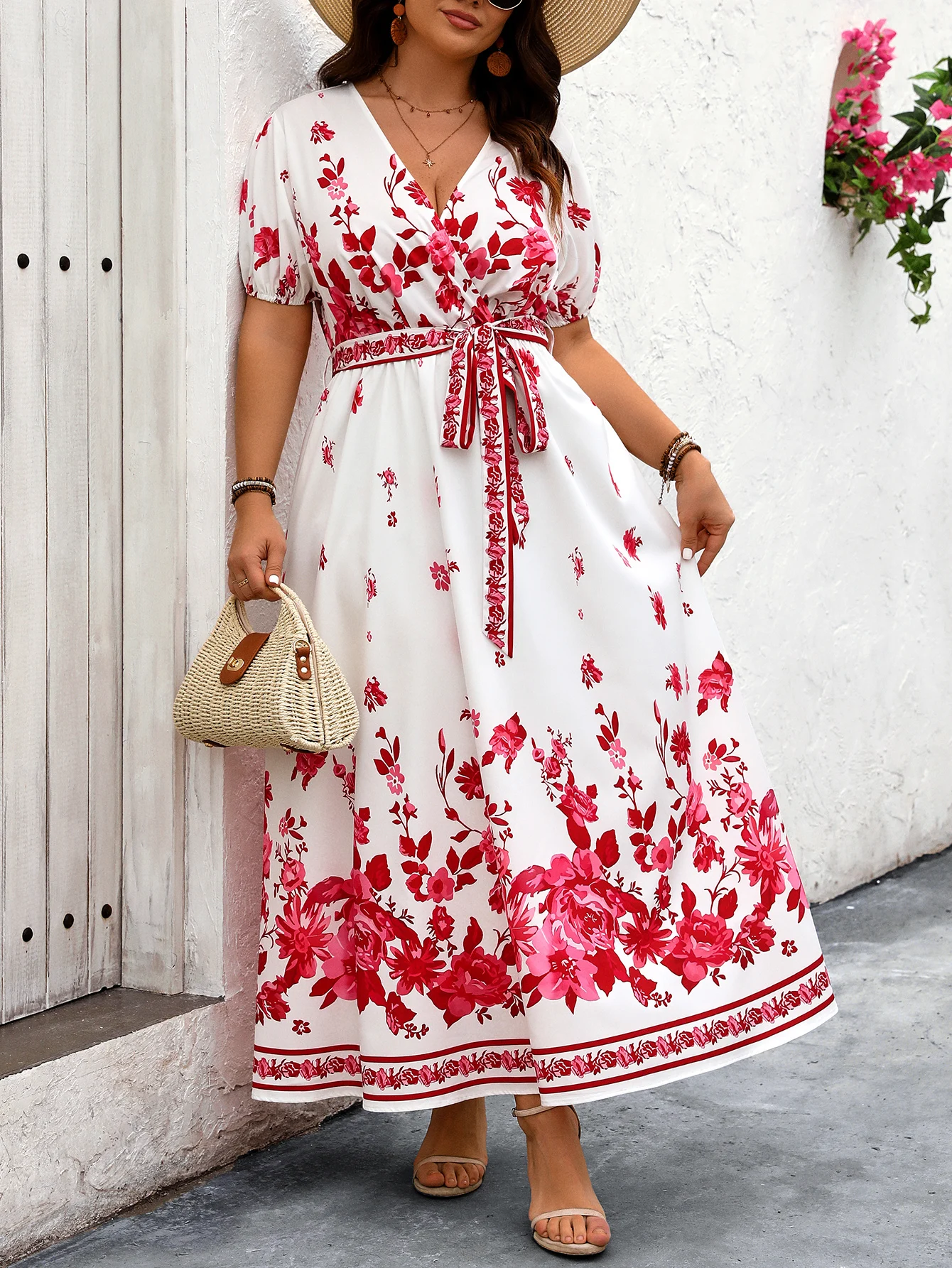 KEBY ZJ женское платье больших размеров с цветочным принтом платья коротким рукавом