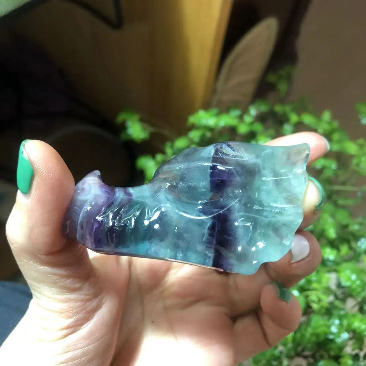 

70mm Natural stones and minerals colorful fluorite hand carving dragon head figurine as gifts for home decoration wholesale 1pcs