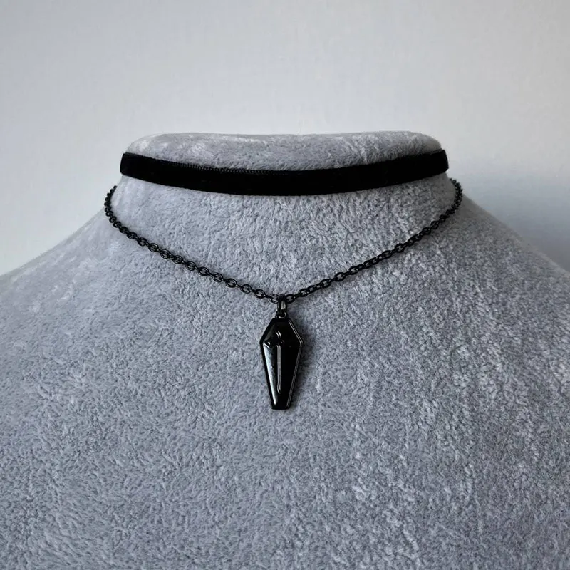 

Черные Подвески-кресты в форме гроба, ожерелье-чокер для женщин, готическое колье, брелок для Хэллоуина, подарки, драгоценности, Новинка