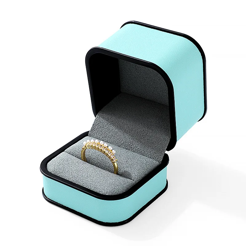 Новая модная кожаная восьмиугольная коробка для колец Высококачественная