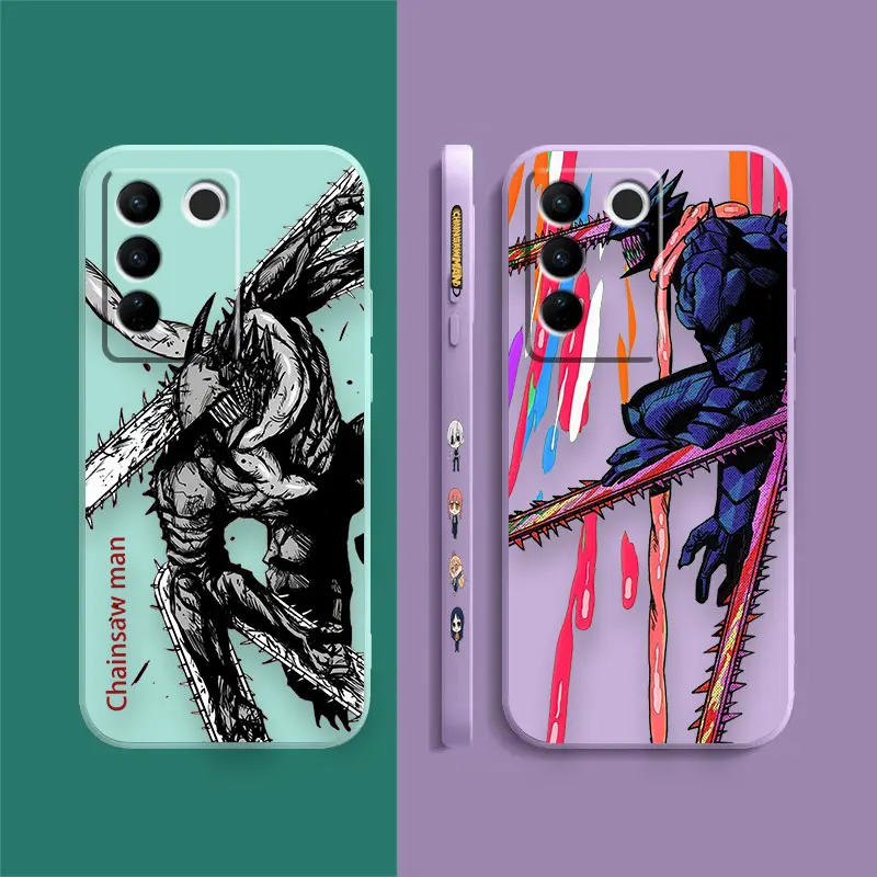 Case For VIVO S5 S6 S7 S9 S9E S10 S12 S15 S16 S16E V19 V20 V21 V23 V25 V27 PRO 5G Case Funda Cqoue Shell Capa DENJI Chainsaw Man