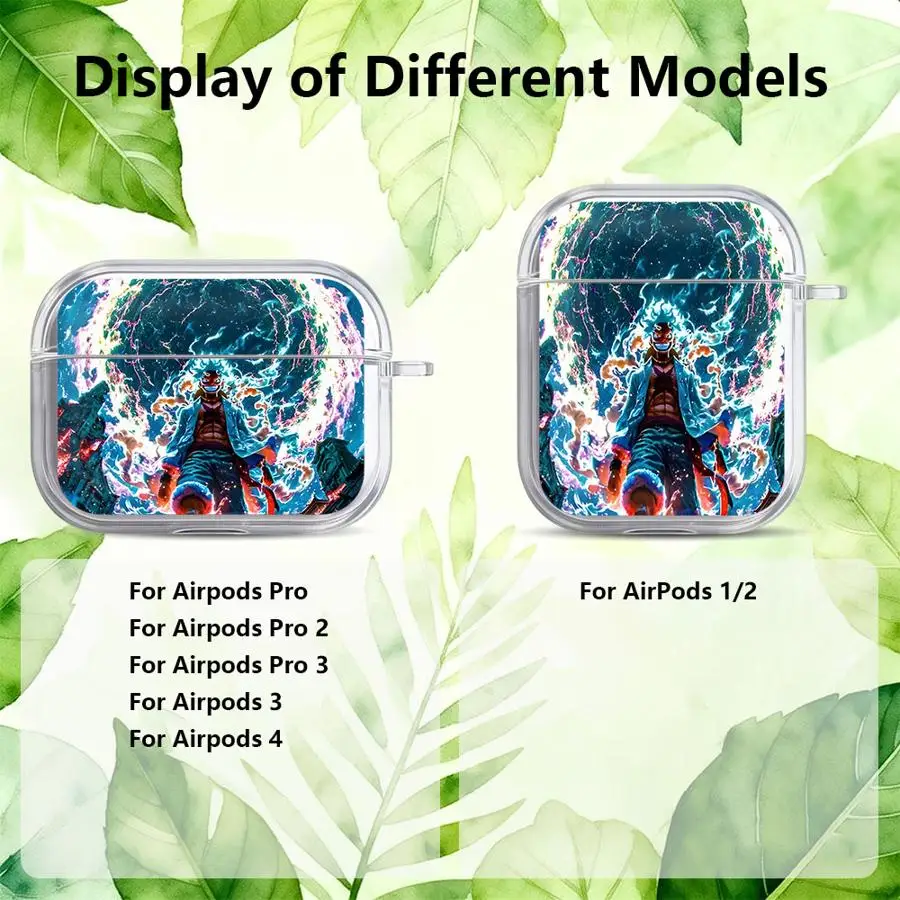 Фото Прозрачные чехлы для наушников Airpods 2 1 3 4 Pro2 Pro3 Pro One Piece Luffy Art №2