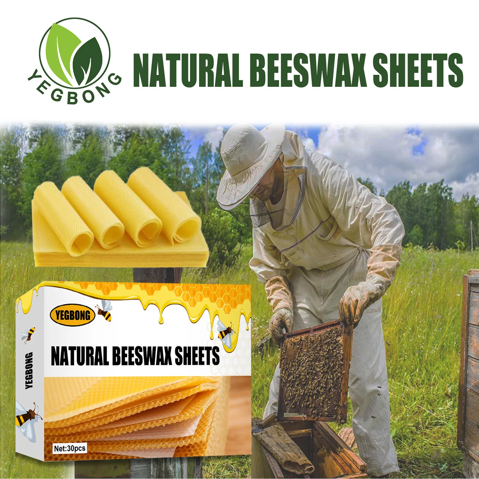 

Free Shipping YEGBONG Beeswax for Bees Honeycomb Wax Nest Foundation Beehive