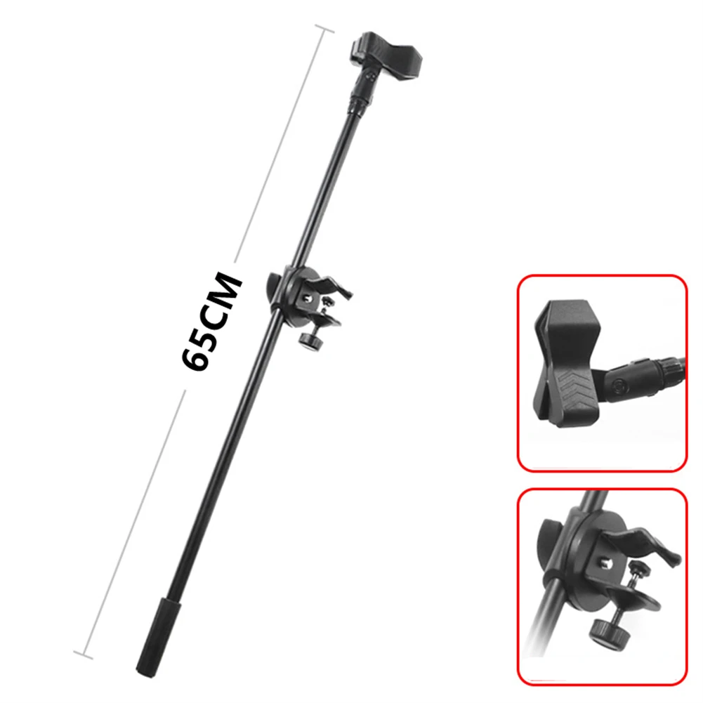 

65CM Tripod Microphone Stand Rotating Boom Arm Mic Clip Cellphone Tablet Holder Microphone Stand Boom Arm Black Live Bracket