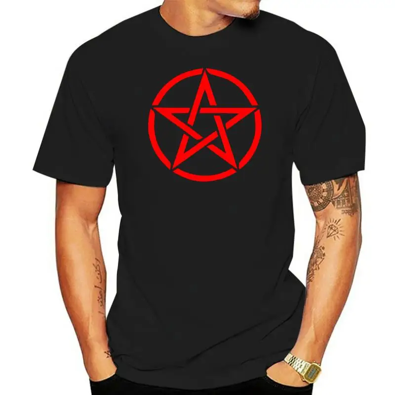 

Pentagram T-Shirt Mens S-5Xl Goth Rock Punk Metal Gothic Biker Satanic Red Loose Plus Size Tee Shirt