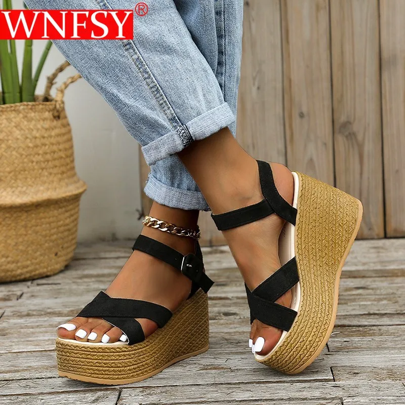 

Wnfsy Woman Sandals Summer Anti-slip Luxury Wedge Anti-slip Casual Sandals Women Designers Comfort Large Size Platform Sandals