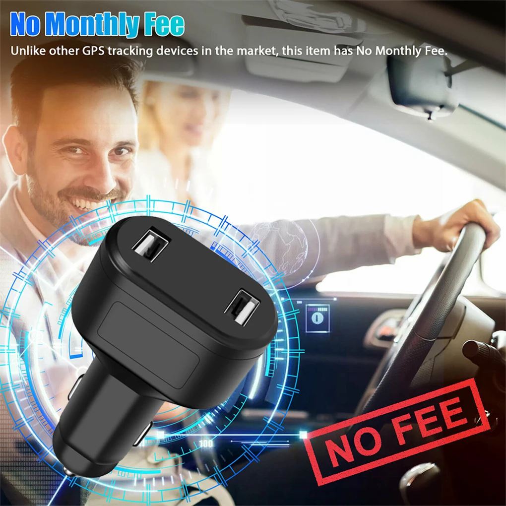 

Car Charger Positioning 4G Network Tracker Truck Plastic Dual USB Ports Charging Adapter Tracking Device Accessories