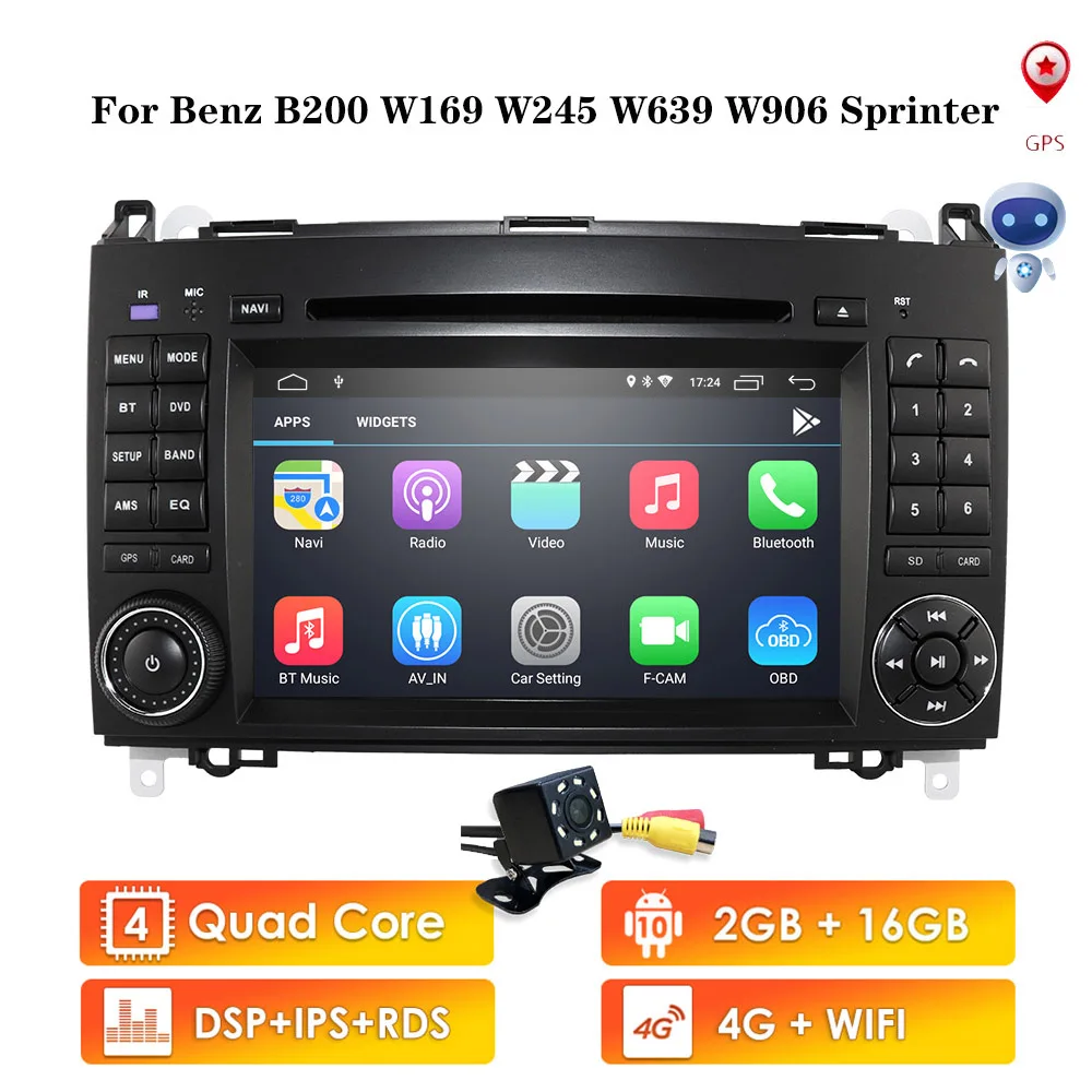 $136.00 Android10 2Din Auto Radio Car DVD GPS Head unit for Mercedes Benz B200 B Class W169 W245 Viano Vito W639 Sprinter W906 Bluetooth