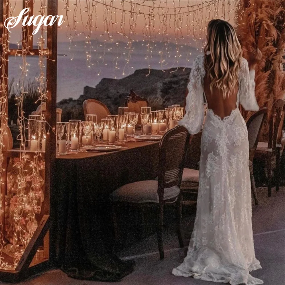 Женское длинное свадебное платье на лямках с V-образным вырезом цвета в