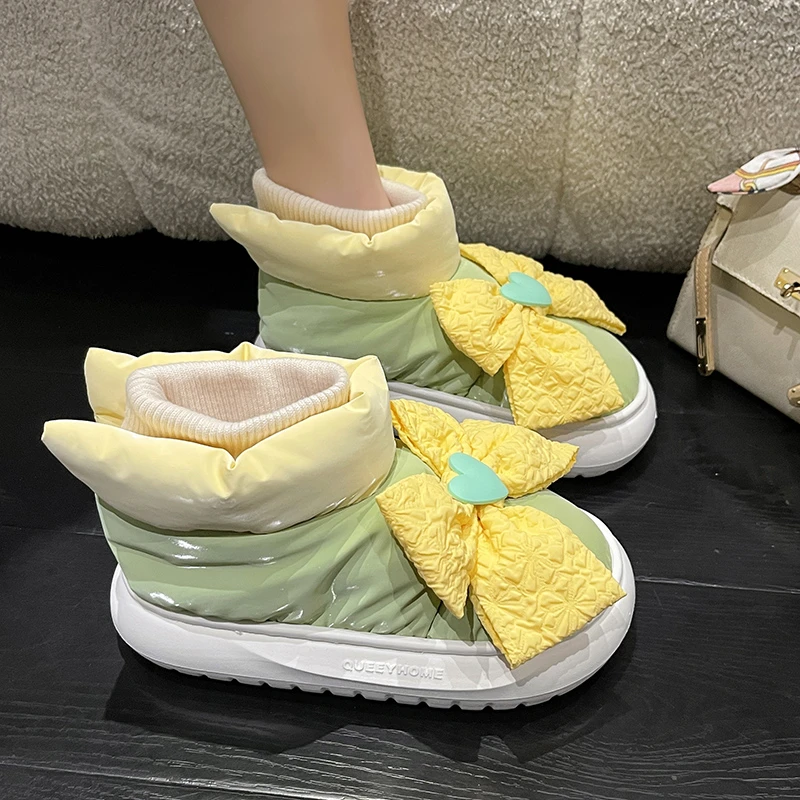 Winter Snow Boots Flat with Ankle Boots for Women Patchwork Colors Botas Femininas White Boot Zapatos De Plataforma Mujer Moda