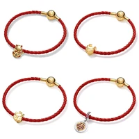 2022 new hot fine jewelry women fit original pandora beads red bracelet diy charms plata de ley 925 sterling silver accessorie