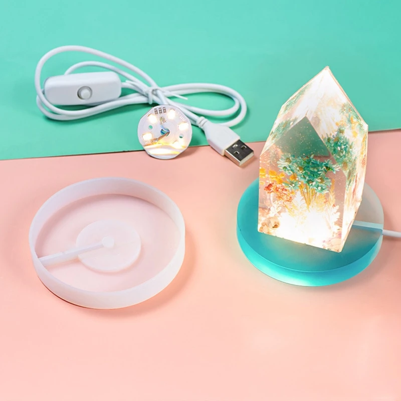 

Round Rectangle Shape Light Base Silicone Mold Resin Molds Epoxy UV DIY Resin Craft Home Decoration Handmade Tools