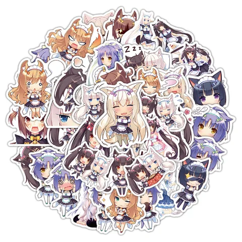 Набор из 50 водонепроницаемых наклеек Nekopara