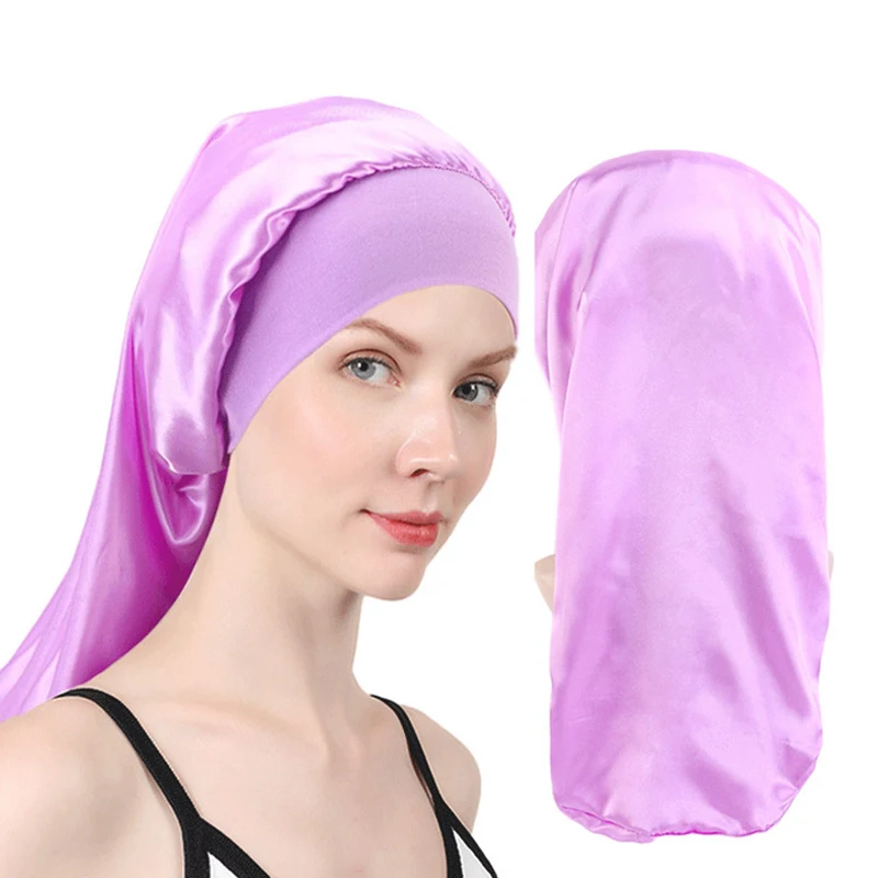 

Women Extra Large Satin Long Sleep Cap for Dreadlocks Curly Hair Bonnet Loose Night Sleeping Hat Elastic Band Headwrap Stretchy
