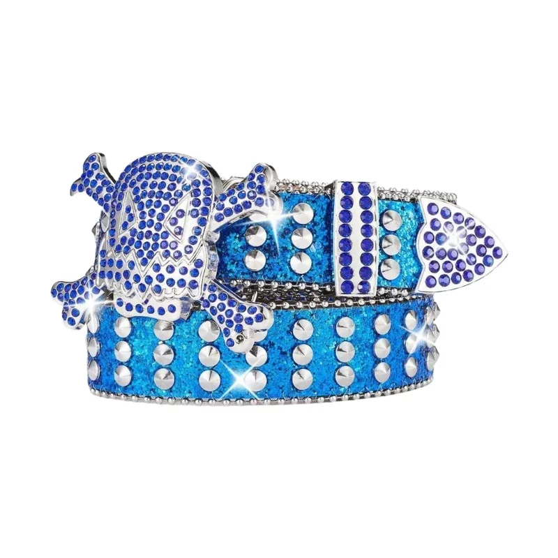 Пояс со стразами пояс с шипами и пряжкой в ​​виде черепа костюмы на талию