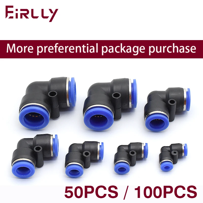 

Pneumatic air pipe Fittings PV right-angle quick connector 90-degree L-shaped elbow 4 6 8 10 12 16mm butt joint