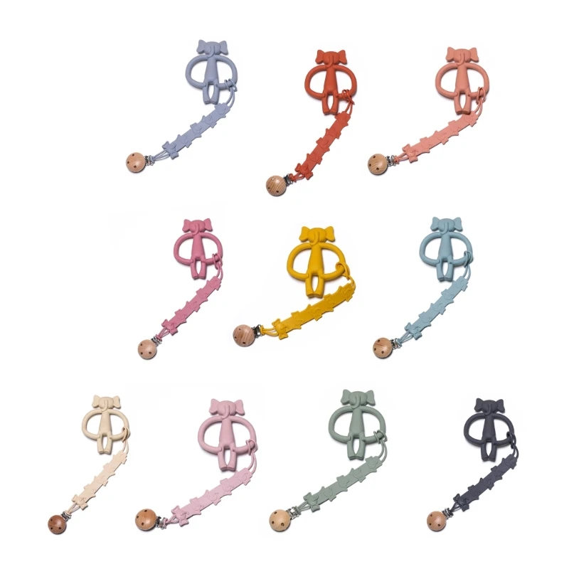 

Colorful Clips Boys Girls Soother Pacifier Chain Holder Elephant Teether