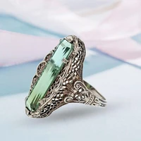 40hotwomen ring hollow out green cubic zirconia jewelry vintage finger ring for wedding party banquet birthday