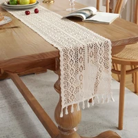 macrame table runner 140 350cm beige tassel rectangular lace elegant hollow mesh tablerunner for home wedding tabletop decor